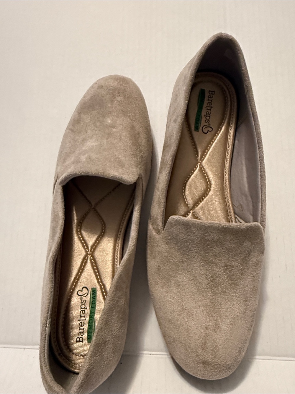 BareTraps Taupe Suede Slip-On Loafers